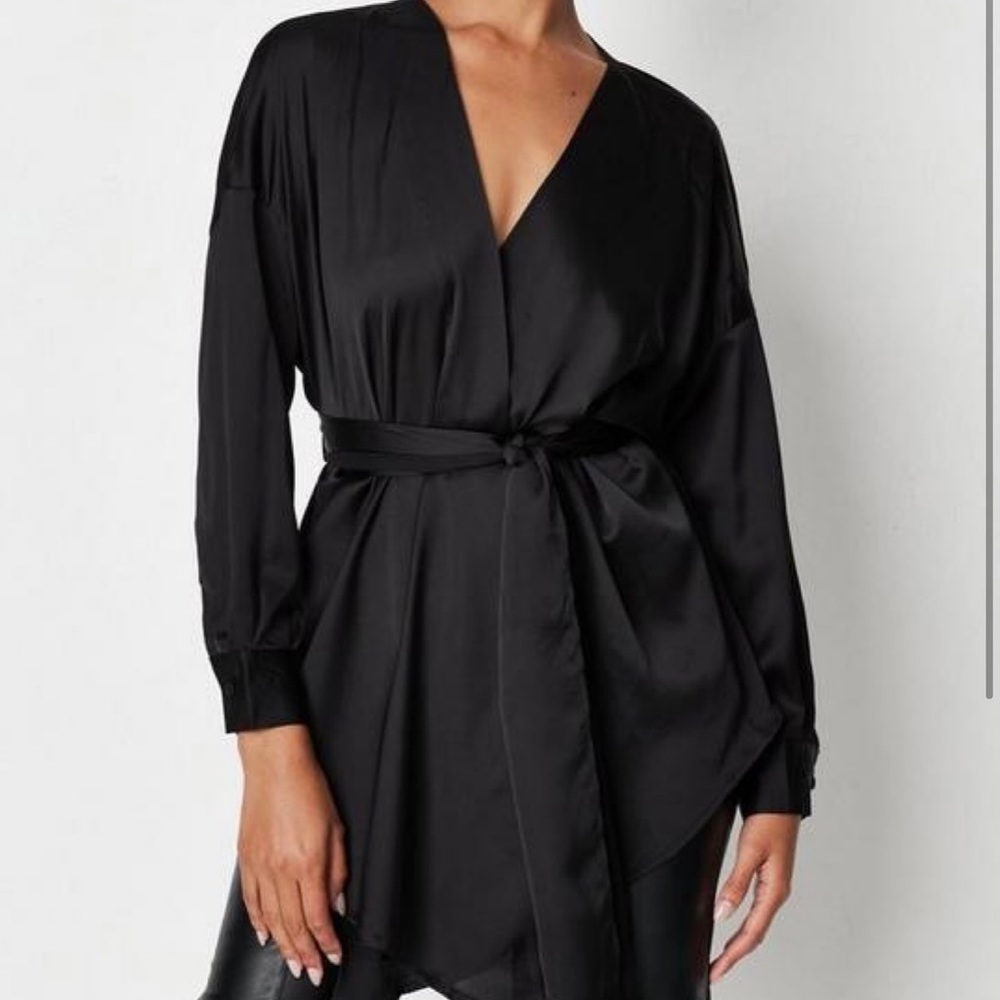 Black sheer wrap top